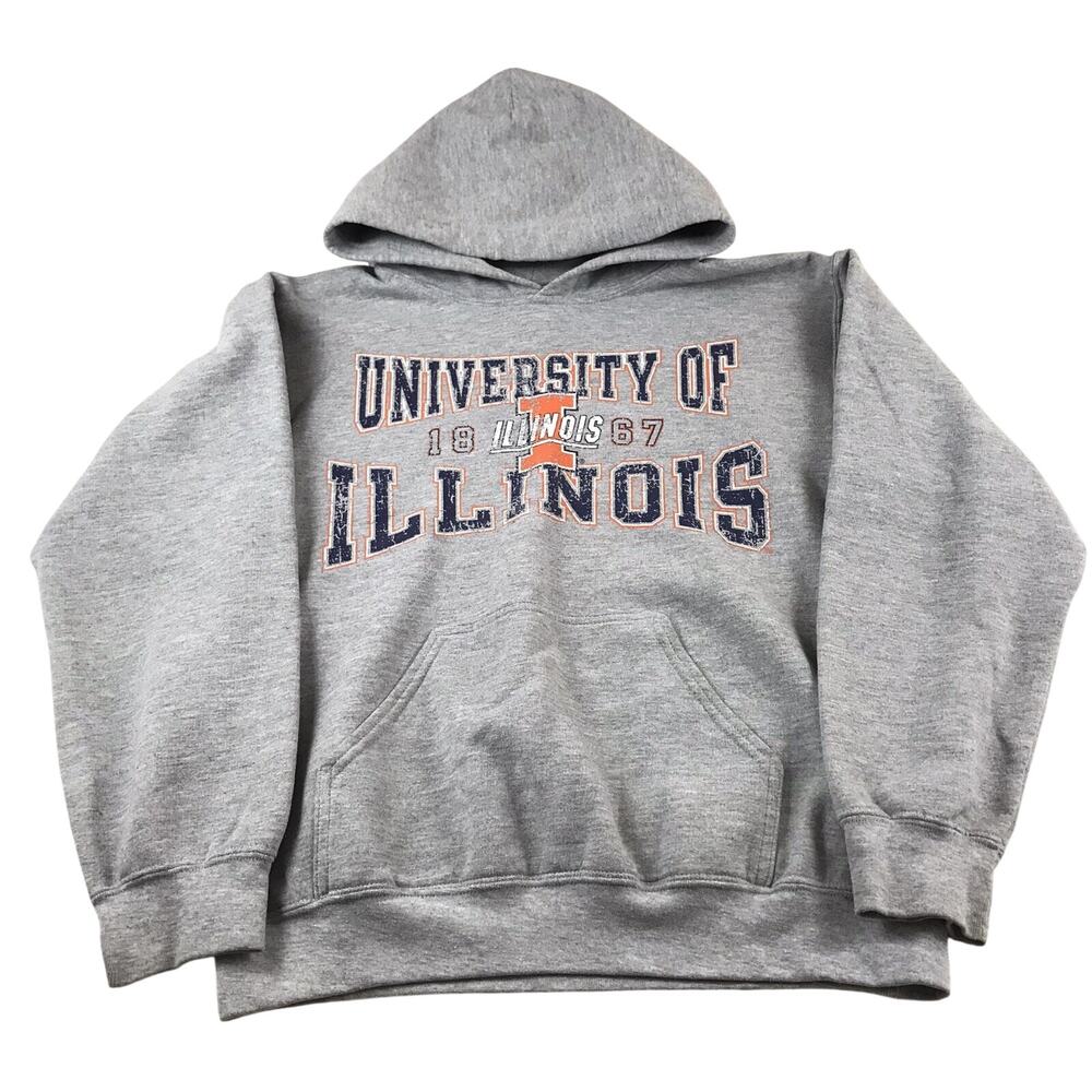 Wideworld Sportswear Small U of I Illinois Gray Hoodie Sweatshirt No String